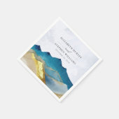 Serviette En Papier Aquarelle Blue Gold Foil Mountain Mariage extérieu (Coin)
