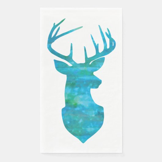 Serviette En Papier Aquarelle Blue Green Deer (Devant)
