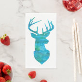 Serviette En Papier Aquarelle Blue Green Deer (En situation)