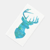Serviette En Papier Aquarelle Blue Green Deer (Coin)