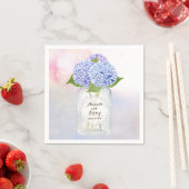 Serviette En Papier Aquarelle Blue Hydrangeas Mason Jar Mariage (En situation)