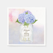 Serviette En Papier Aquarelle Blue Hydrangeas Mason Jar Mariage (Devant)