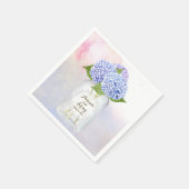Serviette En Papier Aquarelle Blue Hydrangeas Mason Jar Mariage (Coin)