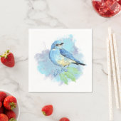 Serviette En Papier Aquarelle Bluebird Garden Oiseau Art (En situation)
