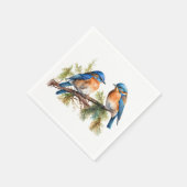 Serviette En Papier Aquarelle Bluebirds sur le pin (Coin)