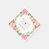 Serviette En Papier Aquarelle Blush Rose Chic Mariage Floral (Coin)