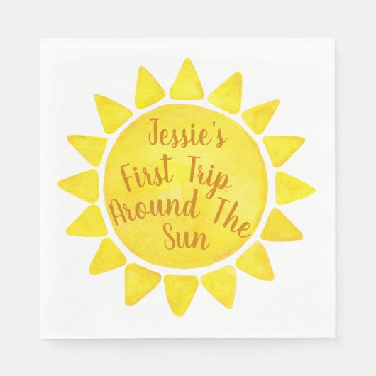 Serviette En Papier Aquarelle Boho 1er Anniversaire serviettes - Premi (Devant)