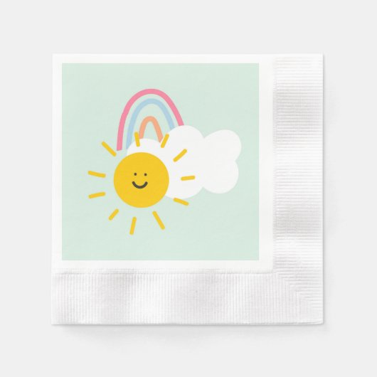 Serviette En Papier Aquarelle Boho arc-en-ciel et soleil (Devant)