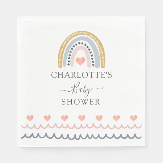 Serviette En Papier Aquarelle Boho Arc-en-ciel Plaque en papier Baby s (Devant)