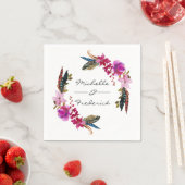 Serviette En Papier Aquarelle Boho Chic Floral Mariage (En situation)