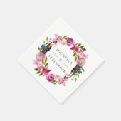 Serviette En Papier Aquarelle Boho Chic Floral Mariage (Coin)