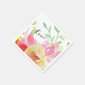 Serviette En Papier Aquarelle Boho Fleurs et Typographie de script Aim (Coin)