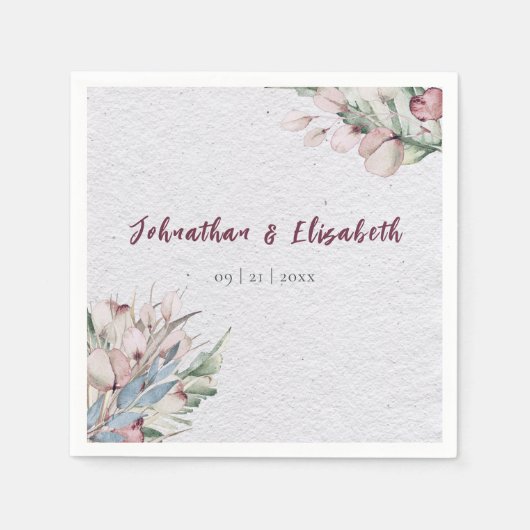 Serviette En Papier Aquarelle Boho Floral et Mariage botanique (Devant)