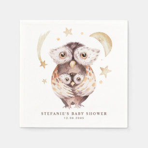 Serviette En Papier Aquarelle Boho maman et Baby shower de chouette bé