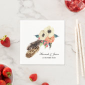 Serviette En Papier Aquarelle Boho Mariage Floral (En situation)