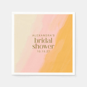 Serviette En Papier Aquarelle Boho moderne Fête des mariées rose jaune