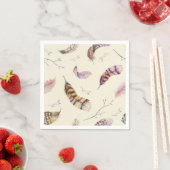 Serviette En Papier Aquarelle Boho Nature Plumes rustiques (En situation)
