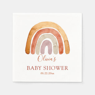 Serviette En Papier Aquarelle Boho Rainbow Baby shower