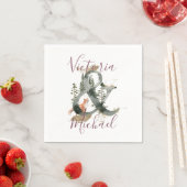 Serviette En Papier Aquarelle Bois Forêt Mariages serviettes (En situation)