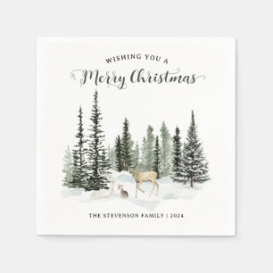 Serviette En Papier Aquarelle Bois Joyeux Noël
