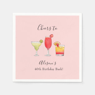 Serviette En Papier Aquarelle Boissons mélangées Anniversaire Fête Inv