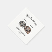 Serviette En Papier Aquarelle Boit Sur Nous Mariage Dachshund Chien (Coin)