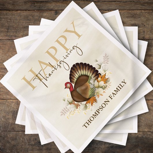 Serviette En Papier Aquarelle Bon thanksgiving simple Turquie simple