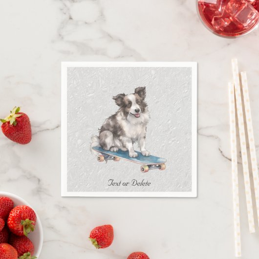 Serviette En Papier Aquarelle Bordure Collie Naples (En situation)