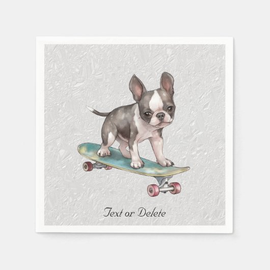Serviette En Papier Aquarelle Boston Terrier Napkins (Devant)