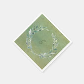 Serviette En Papier Aquarelle botanique feuille vert monogrammé (Coin)