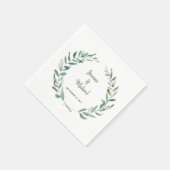 Serviette En Papier Aquarelle botanique feuilles mariée marié mariage (Coin)