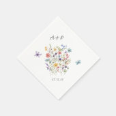 Serviette En Papier Aquarelle botanique Fleurs sauvages Monogramme Mar (Coin)