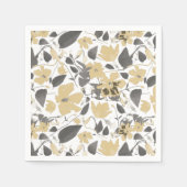 Serviette En Papier Aquarelle botanique gris-jaune Clematis (Devant)