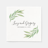 Serviette En Papier Aquarelle Botanique Mariage Feuille (Devant)