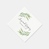 Serviette En Papier Aquarelle Botanique Mariage Feuille (Coin)