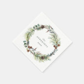 Serviette En Papier Aquarelle Botanique Pin Fête de Noël (Coin)