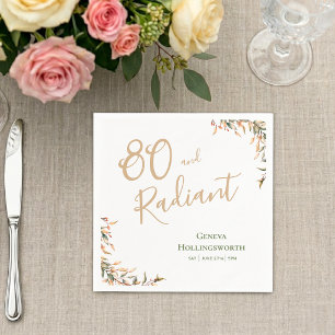 Serviette En Papier Aquarelle Botanique Sage Anniversaire 80 ans radia