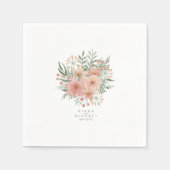 Serviette En Papier Aquarelle Bouquet Mariage Blush ID654 (Devant)