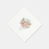 Serviette En Papier Aquarelle Bouquet Mariage Blush ID654 (Coin)