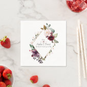 Serviette En Papier Aquarelle Bourgogne Blush Flowers Mariage de cadre (En situation)