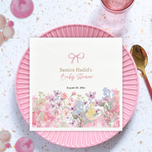 Serviette En Papier Aquarelle Bow rose Floral Girl baby shower