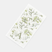 Serviette En Papier Aquarelle Branche de Canneberges Monogrammé Noël (Coin)