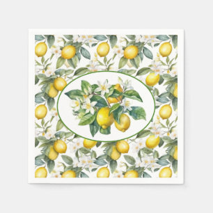 Serviette En Papier Aquarelle Branches de citron