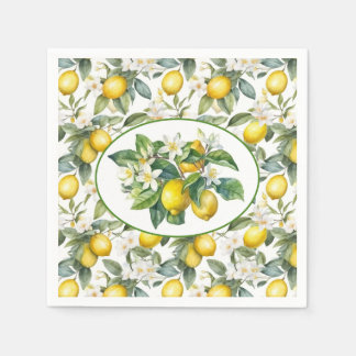 Serviette En Papier Aquarelle Branches de citron