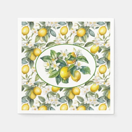 Serviette En Papier Aquarelle Branches de citron (Devant)