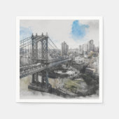 Serviette En Papier Aquarelle Brooklyn Bridge serviettes - Elégant NYC (Devant)