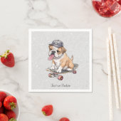 Serviette En Papier Aquarelle Bulldog (En situation)