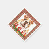 Serviette En Papier Aquarelle Bulldog Noel Noël (Coin)