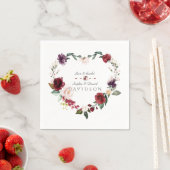 Serviette En Papier Aquarelle Burgundy Blush Fleurs Mariage de couronn (En situation)