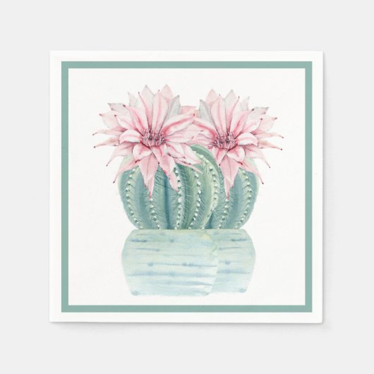 Serviette En Papier Aquarelle Cactus (Devant)